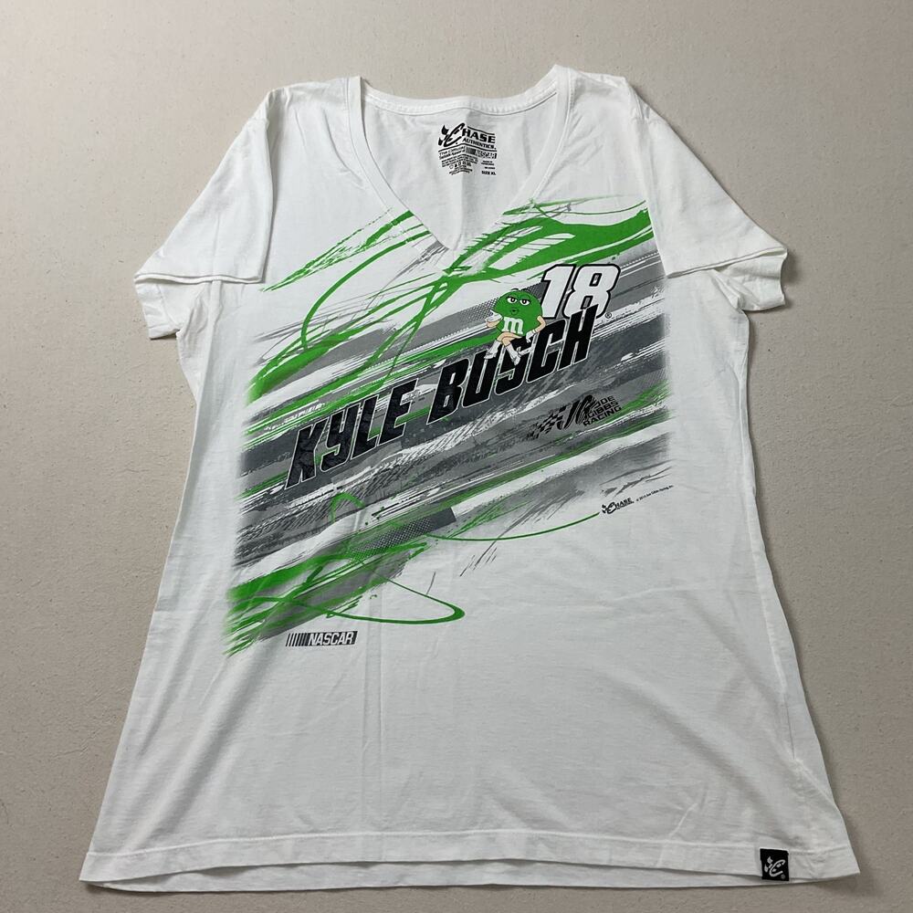 NASCAR Kyle Busch 18 Chase Authentics White Short Sleeve T Shirt Womens XL